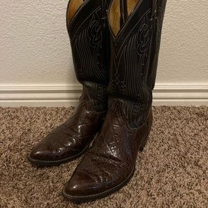 🐊VTG Tony Lama El Rey Alligator Belly Bias Cowboy Boots🐊